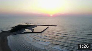 長手島の夕陽　空撮